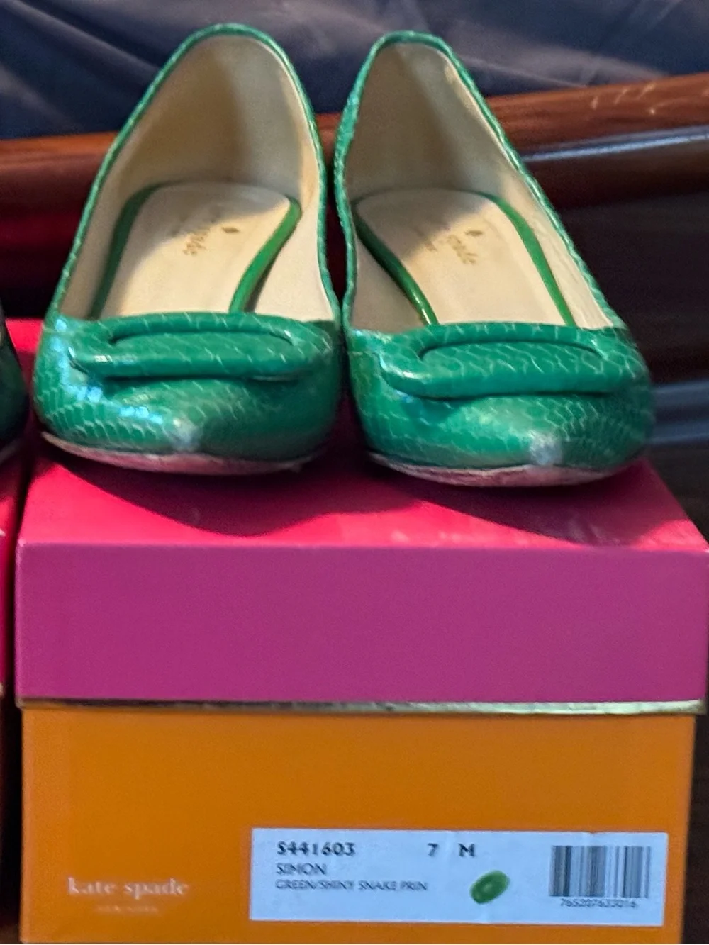 kate spade Green Pointed Toe Low Heel Pumps with Bow Accent